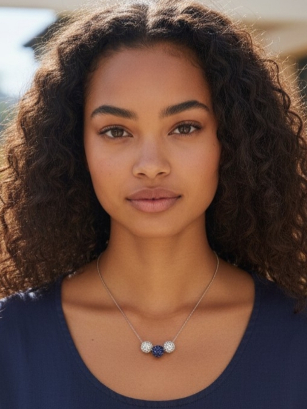 🥳2/$35🥳 Sparkling Trio Swarovski Crystal Ball Necklace - Silver and Navy